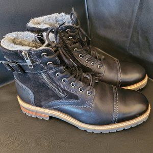 Crevo Leather Boots with Faux Fur Lining & Zippers & Strap with Buckle